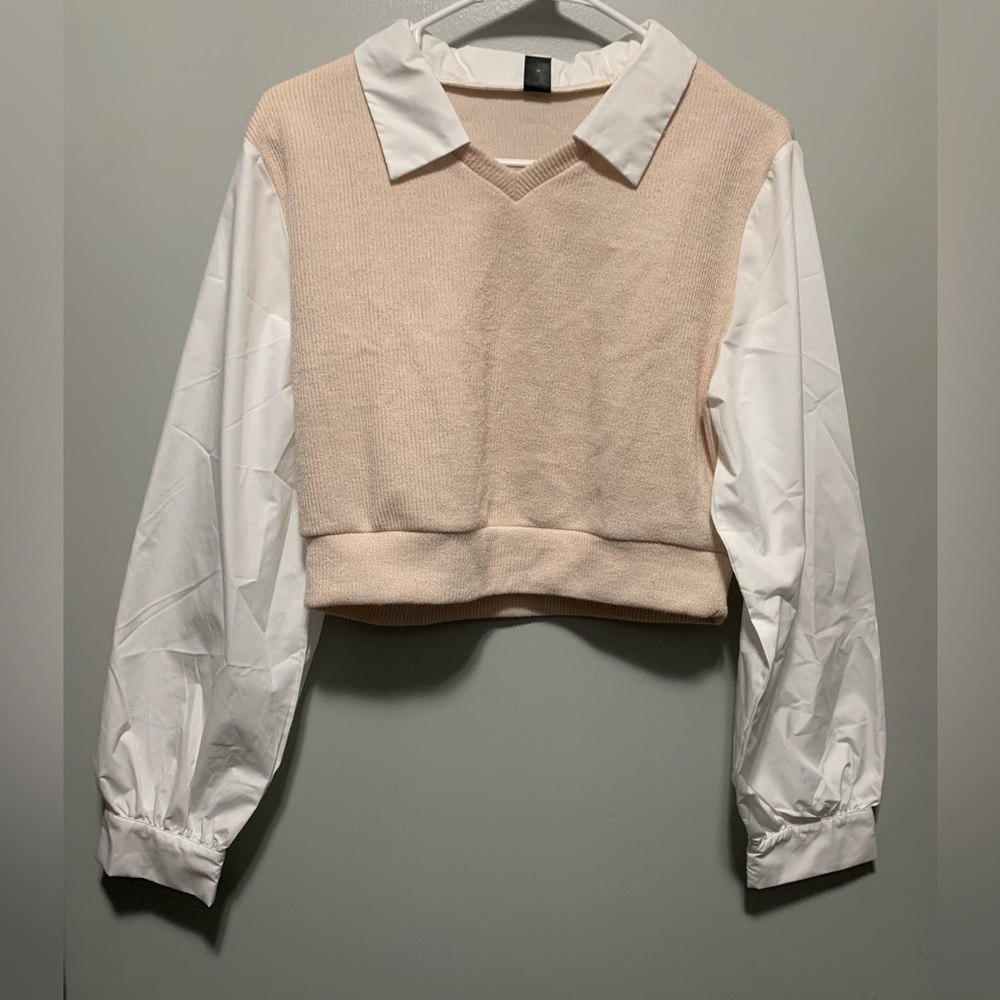 SHEIN (M) cropped sweater with puffy sleeves
